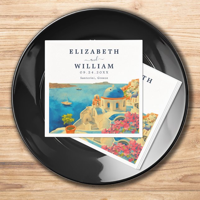 Guardanapo De Papel Casamento Skyline da Grécia Santorini (Criador carregado)