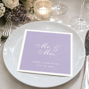 Guardanapo De Papel Casamento Sr. e Sra. Lavender Branco Script