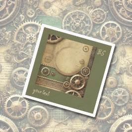 Guardanapo De Papel Casamento Steampunk Vitoriano com Engrenagens