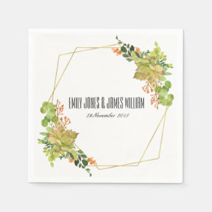 GUARDANAPO DE PAPEL CASAMENTO SUCCULENTO DE COR FLORAL DE LARANJA DE C