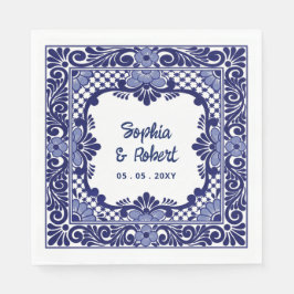 Guardanapo De Papel Casamento Talavera Azul Mexicano
