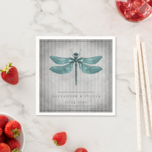 Guardanapo De Papel Casamento Teal Jeweled Dragonfly