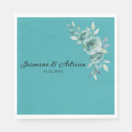 Guardanapo De Papel Casamento Teal Whisper Blooms