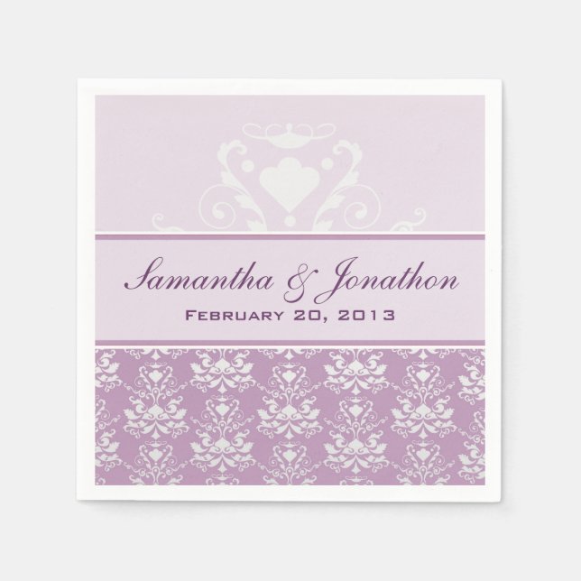 Guardanapo De Papel Casamento tema damasco Africano Violet & Silver (Frente)