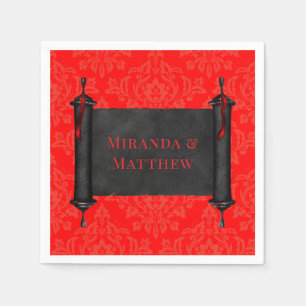 Guardanapo De Papel Casamento tema damasco preto vermelho de rolagem j
