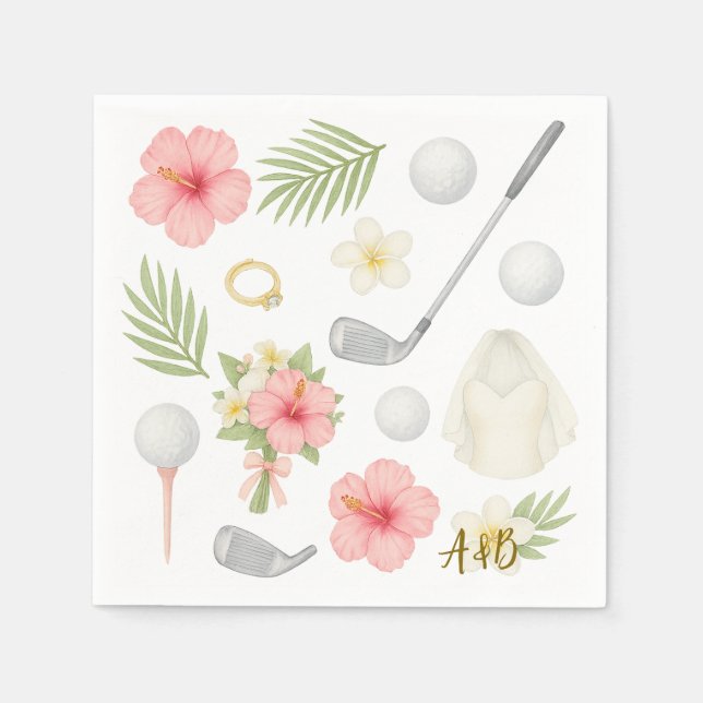 Guardanapo De Papel Casamento temático Golf Havaiano para golfista (Frente)