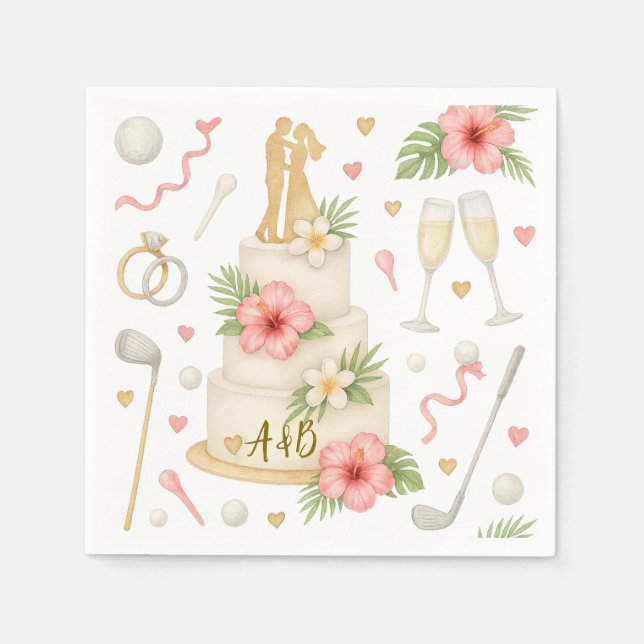 Guardanapo De Papel Casamento temático Golf Havaiano para golfista (Frente)