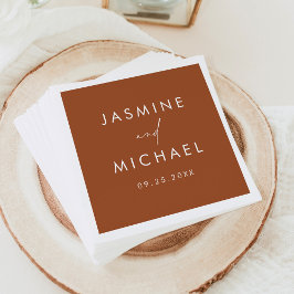 Guardanapo De Papel Casamento Terracota com Letra Moderna