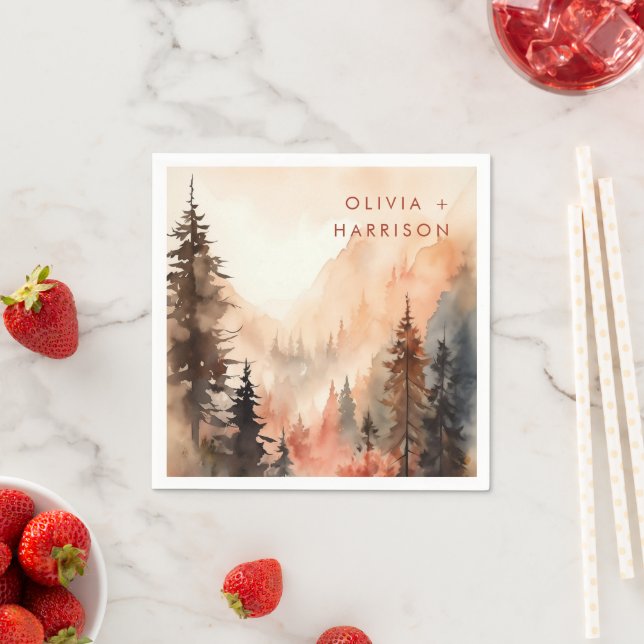 Guardanapo De Papel Casamento Terracotta de Queda de Aquarela Moderna (Insitu)