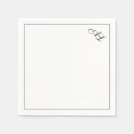 Guardanapo De Papel Casamento Tradicional Branco e Preto do Monograma 