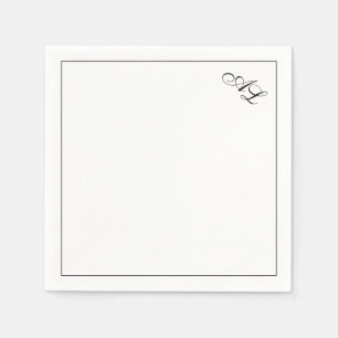 Guardanapo De Papel Casamento Tradicional Branco e Preto do Monograma