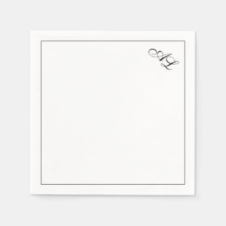 Guardanapo De Papel Casamento Tradicional Branco e Preto do Monograma 