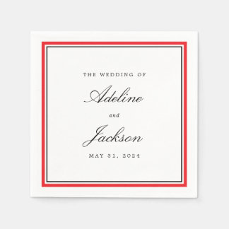 Guardanapo De Papel Casamento Tradicional Clássico da Fronteira Vermel