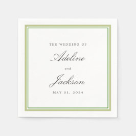 Guardanapo De Papel Casamento Tradicional Clássico de Fronteira Verde 