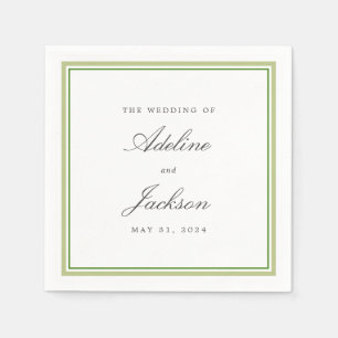 Guardanapo De Papel Casamento Tradicional Clássico de Fronteira Verde 