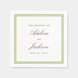 Guardanapo De Papel Casamento Tradicional Clássico de Fronteira Verde 