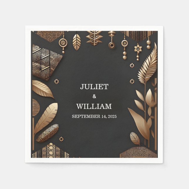 Guardanapo De Papel Casamento Tradicional Nigéria - Gana Brown (Frente)