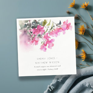 Guardanapo De Papel Casamento Tropical Boho Rosa Verde Bougainvillea