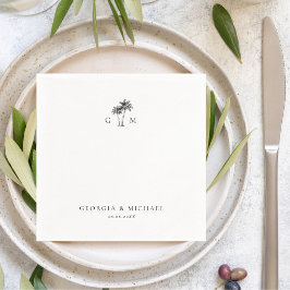 Guardanapo De Papel Casamento Tropical com Monograma de Palmeira em De