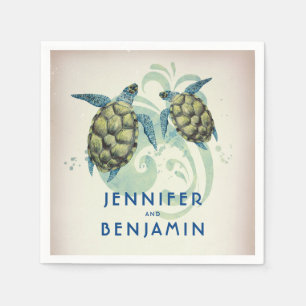 Guardanapo De Papel Casamento tropical da praia das tartarugas de mar