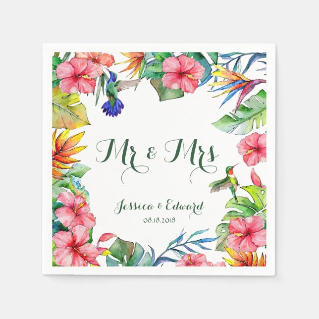 Guardanapo De Papel Casamento Tropical de Hibiscus Floral Havaiana (Frente)