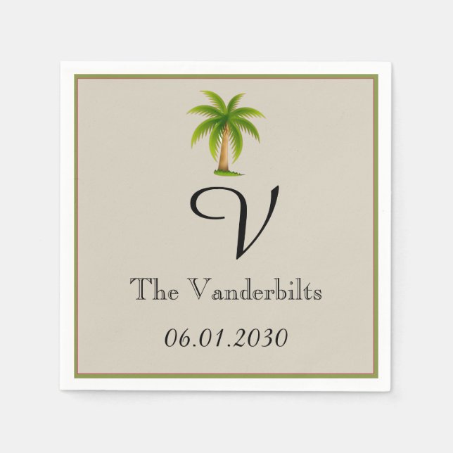 Guardanapo De Papel Casamento Tropical de Palmeiras (Frente)