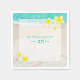 Guardanapo De Papel Casamento Tropical de Praia Yellow Plumeria Frangi