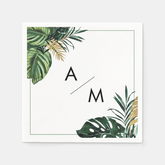 Guardanapo De Papel Casamento Tropical Moderno (Frente)