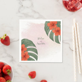 Guardanapo De Papel Casamento Tropical Monstera & Hibisco