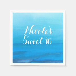Guardanapo De Papel Casamento Tropical na Praia com Aquarela Azul Ocea