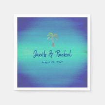 Casamento Tropical Palm Muted Blue Beach Ocean