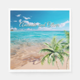Guardanapo De Papel Casamento Tropical Palm Tree Beach de Turquoise