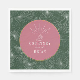 Guardanapo De Papel Casamento Tropical Praia de Seashell Pink & Green 