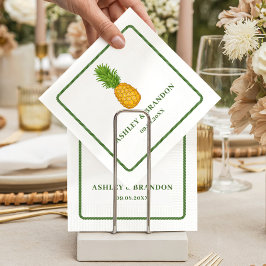 Guardanapo De Papel Casamento Tropical Retrô de Praia com Abacaxi