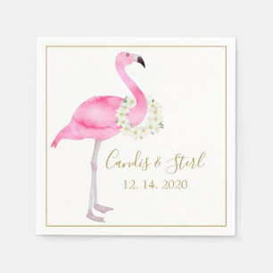 Guardanapo De Papel Casamento Tropical Rosa Flamingo e Magnolias