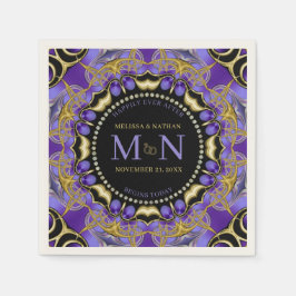 Guardanapo De Papel Casamento Único da Lace Dourada de Diamante Roxo M