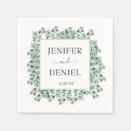 Guardanapo De Papel Casamento Verde Botânico de Eucalipto