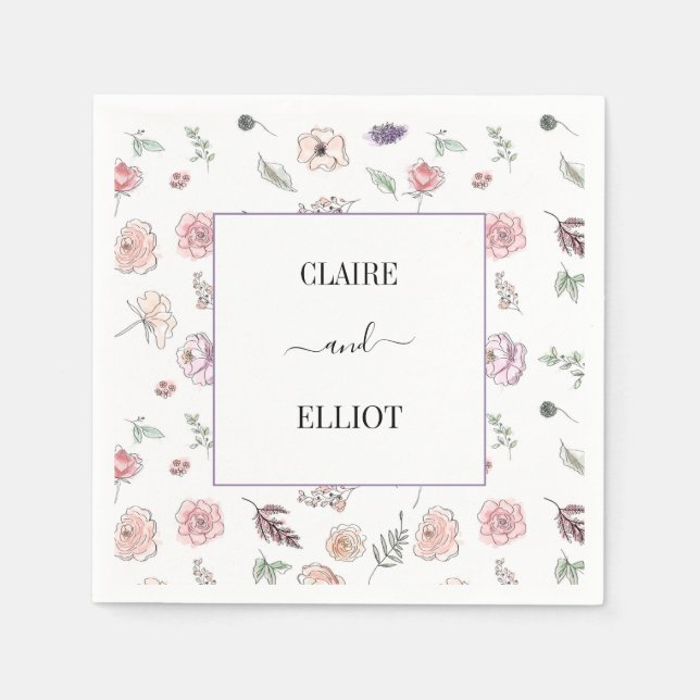 Guardanapo De Papel Casamento Verde Botânico Moderno Elegante (Frente)