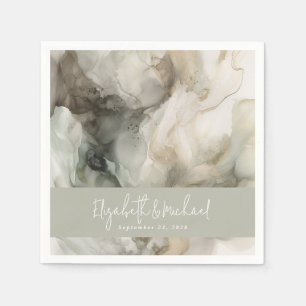 Guardanapo De Papel Casamento Verde com abstrato pintado moderno sábio