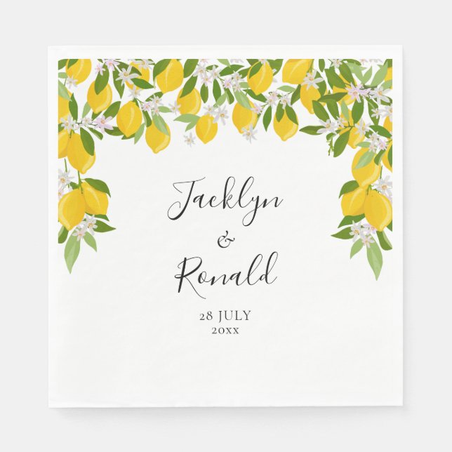 Guardanapo De Papel Casamento Verde com Flor de Limão (Frente)