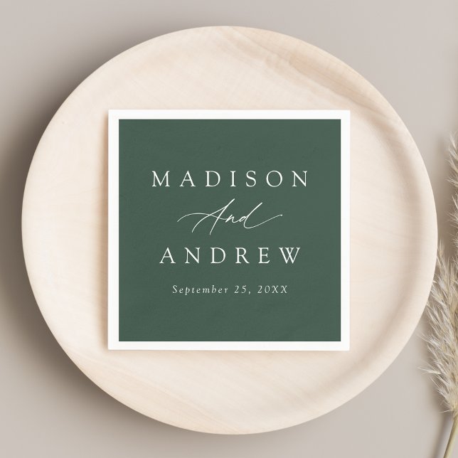 Guardanapo De Papel Casamento Verde da Floresta Elegante de Caligrafia (Criador carregado)