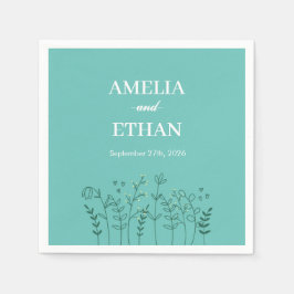 Guardanapo De Papel Casamento Verde de Flores Selvagens