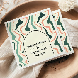 Guardanapo De Papel Casamento Verde E Rosa Da Arca Da Retrora