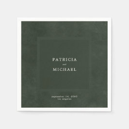 Guardanapo De Papel Casamento verde-escuro simples elegante moderno