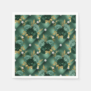 Guardanapo De Papel Casamento Verde Esmeralda e Dourado