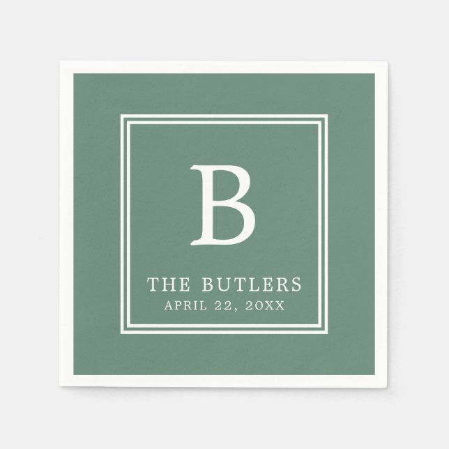 Guardanapo De Papel Casamento Verde Eucalyptus Personalizado Napkins (Frente)