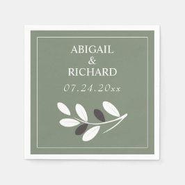 Guardanapo De Papel Casamento verde mediterrânico do ramo oliva síliza