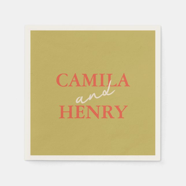 Guardanapo De Papel Casamento Verde Moderno de Napkins (Frente)