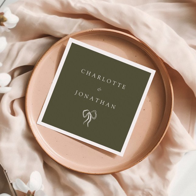 Guardanapo De Papel Casamento Verde Oleícola Moderno Elegante (Criador carregado)