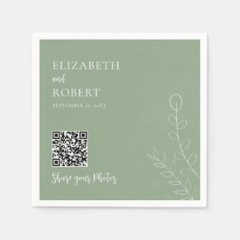 Guardanapo De Papel Casamento Verde QR Compartilhe suas Fotos Verde Sa
